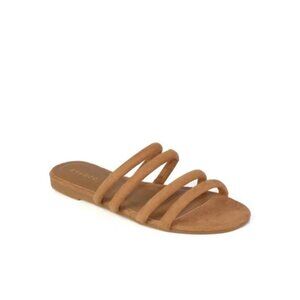 Brand New Bamboo Slip on Women's Multi Strap Sandals in Tan, Size 7.5.